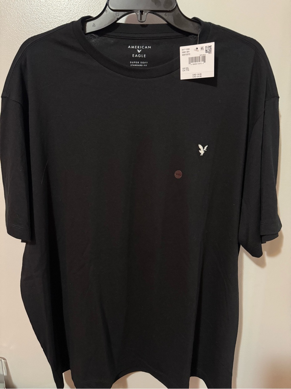 American Eagle Outfitters Men’s Black Crew Neck Tee with White Logo